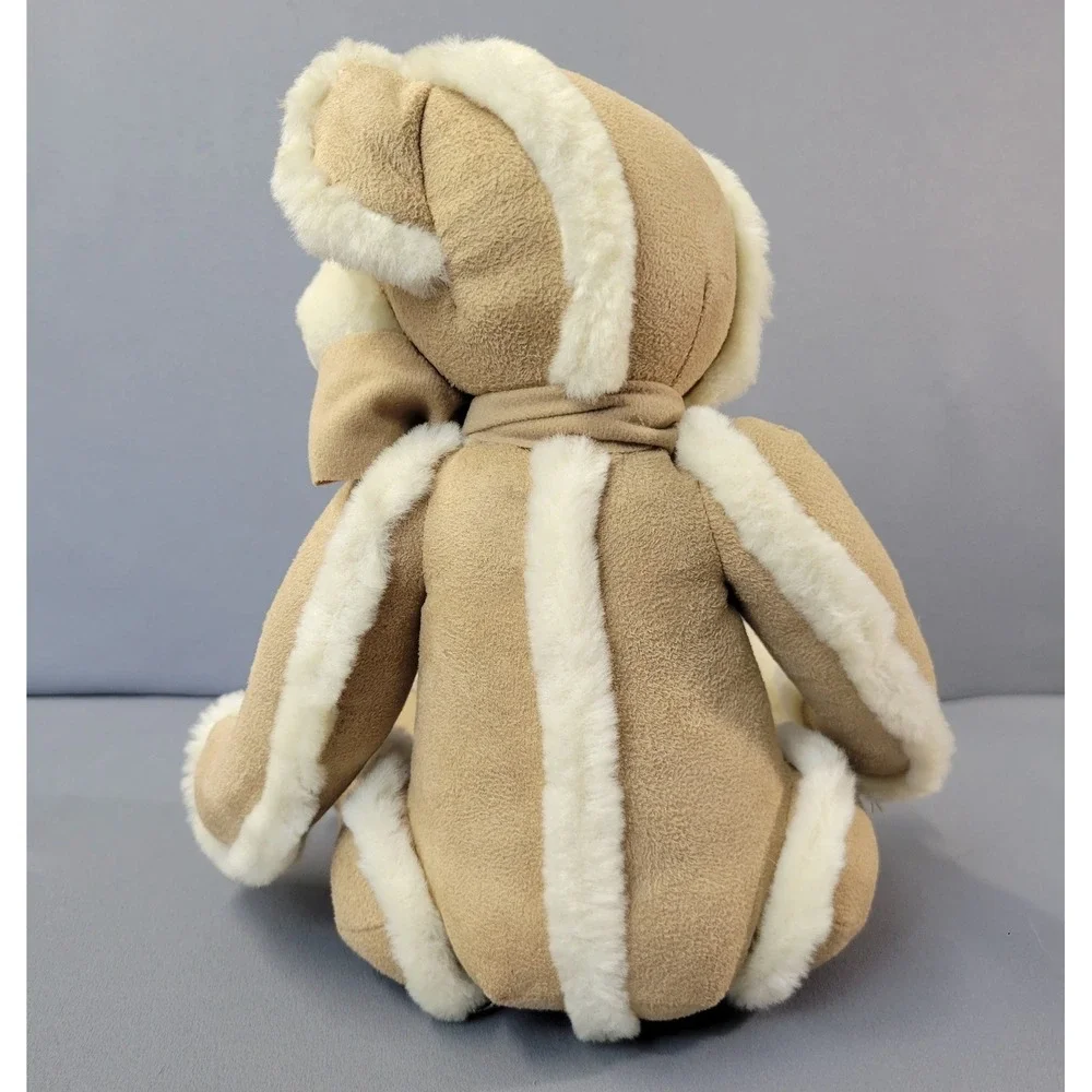 Bath & Body Works Gingerbread Plush Bear Suede Faux Fur Trim Tan Cream 12in